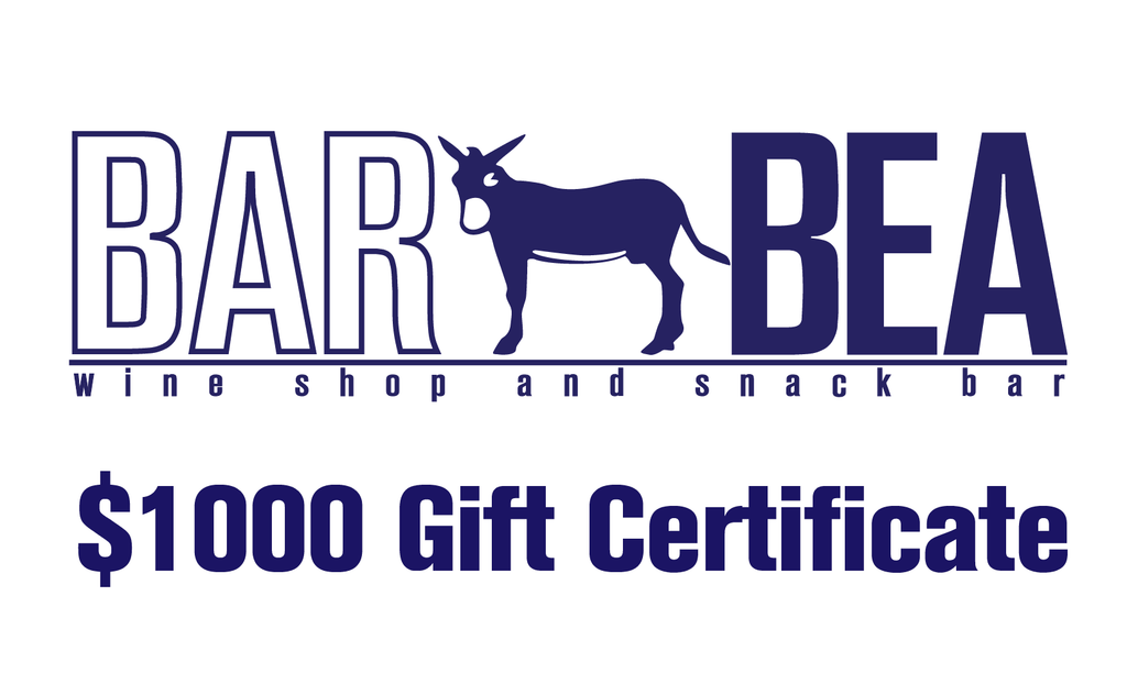$1000 Gift Card - BARBEA Wine Shop & Snack Bar
